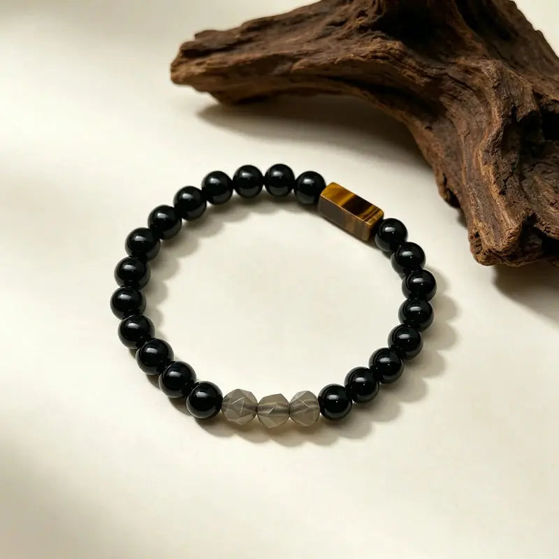 The Shadowed Ember - Obsidian & Tiger's Eye Minimalist Bracelet ZANYÉ