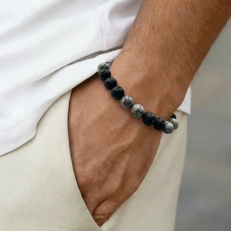 The Earthbound Nomad - Lava Stone & Map Stone Mixed Bracelet ZANYÉ