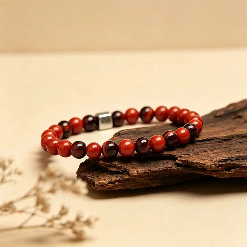 The Crimson Flare - Red Jasper & 7A Red Tiger's Eye Bracelet ZANYÉ