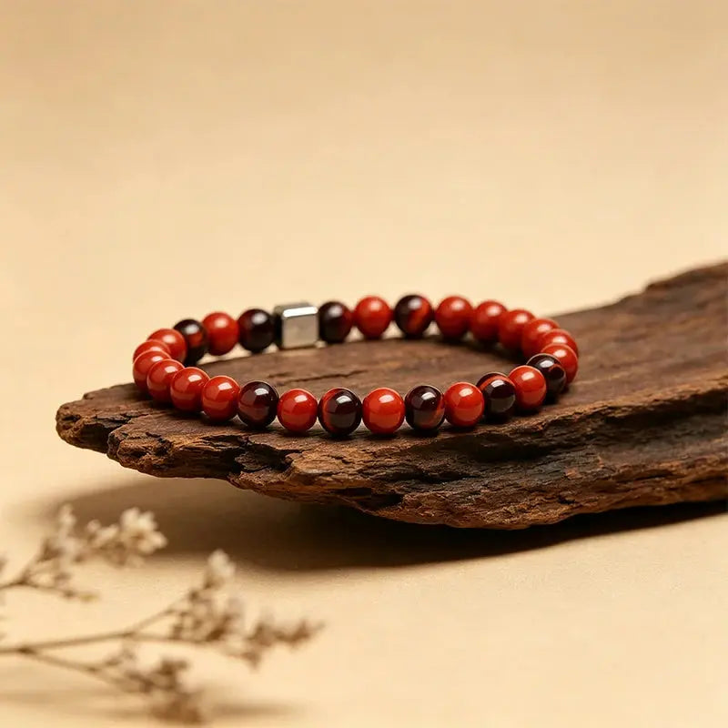 The Crimson Flare - Red Jasper & 7A Red Tiger's Eye Bracelet ZANYÉ