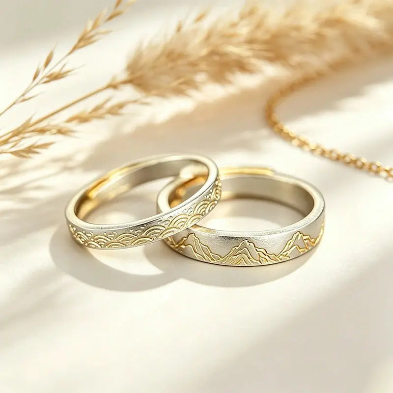 The Mountain & Sea Pledge Silver Couple Rings ZANYÉ
