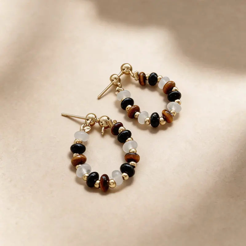 The Grounded Focus - Onyx & Tiger's Eye Earrings ZANYÉ