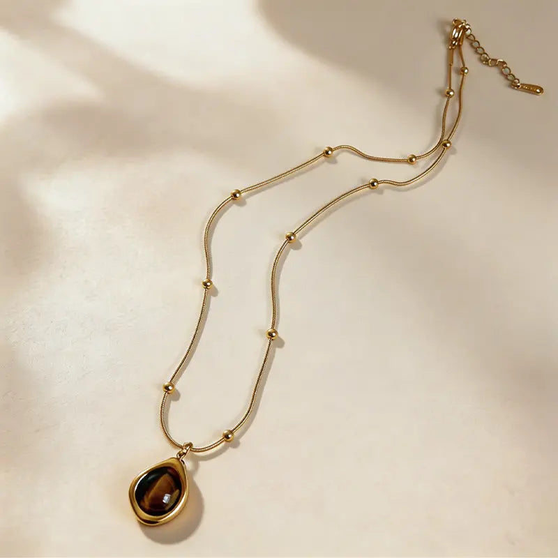The Sovereign Radiance - Tiger's Eye Pendant Necklace ZANYÉ