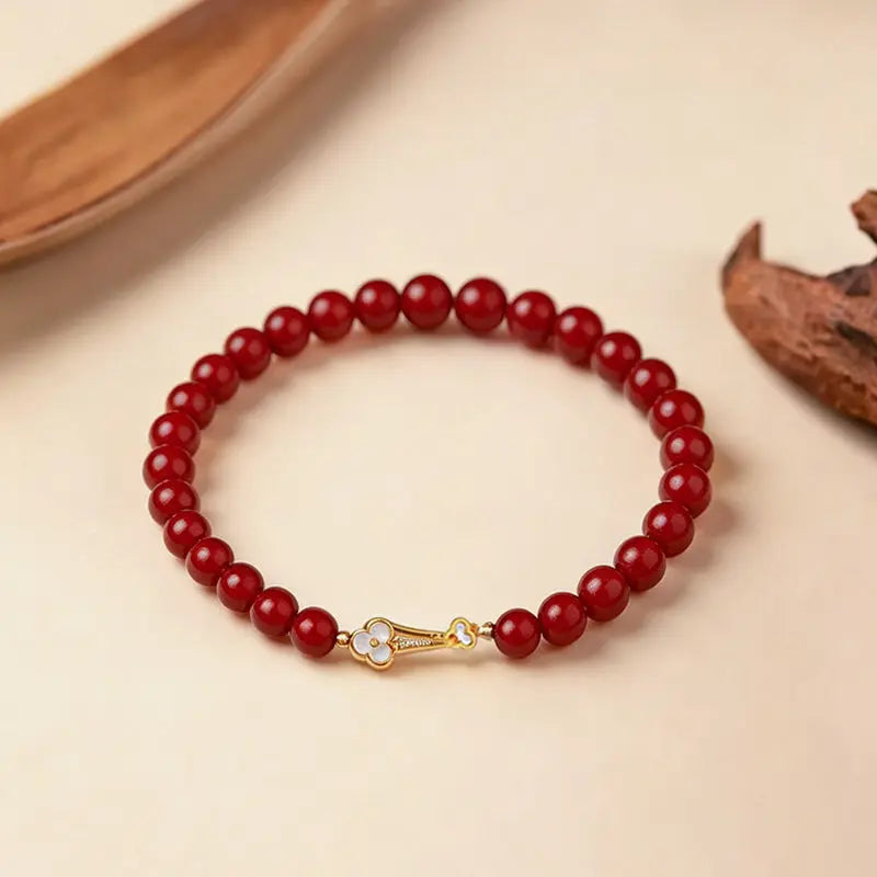 The Auspicious Anchor - Red Agate & Mother of Pearl Jewelry Bracelet ZANYÉ