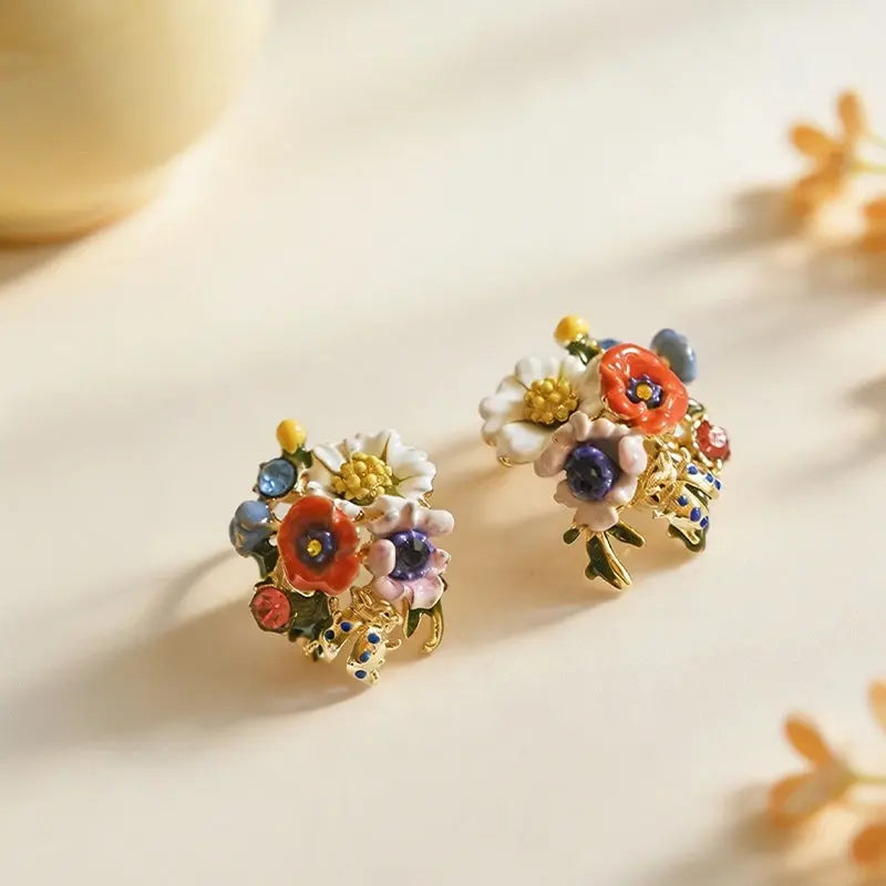 The Vibrant Blossom Hand-Painted Enamel Earrings ZANYÉ