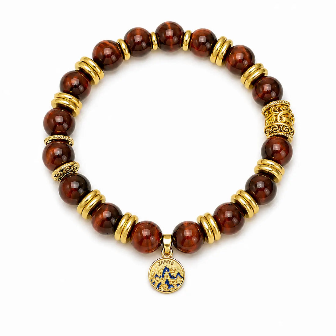 The Lightning Ember - Red Tiger's Eye & Gold Enamel Archive Bracelet ZANYÉ