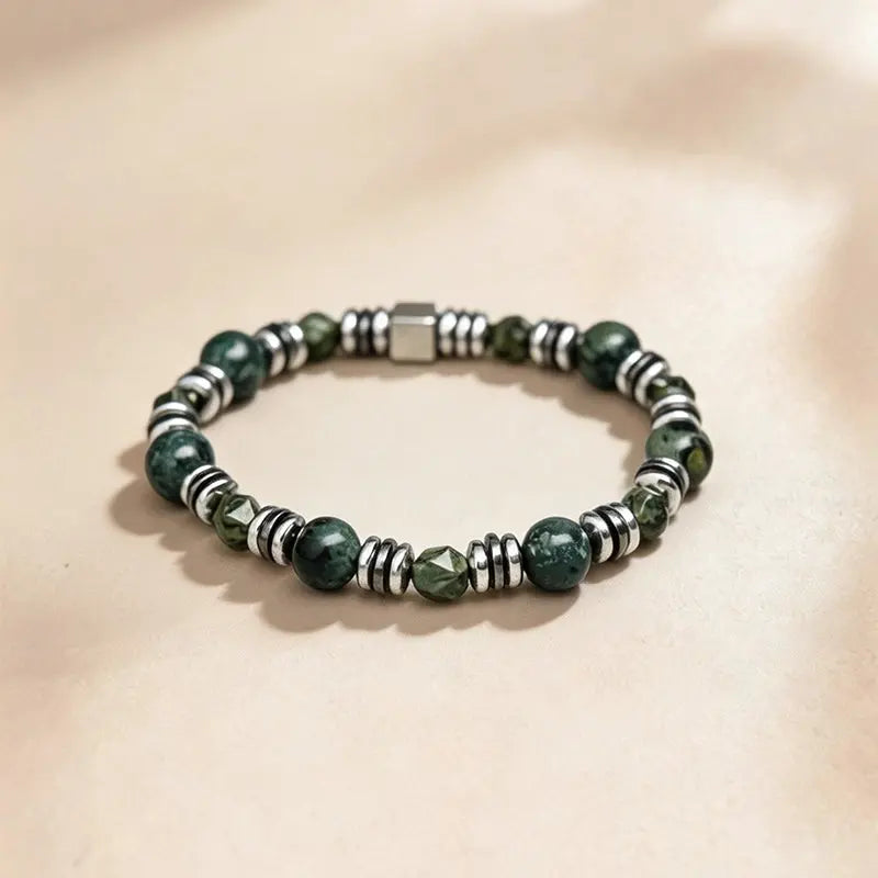 The Sparrow's Flight - Square-Cut Kambaba Jasper & Gunmetal Spacer Bracelet ZANYÉ