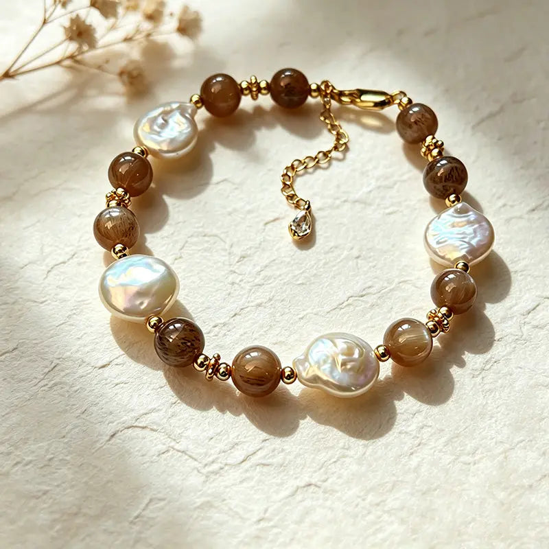 The Grounded Grace - Baroque Pearl & Agate Bracelet ZANYÉ