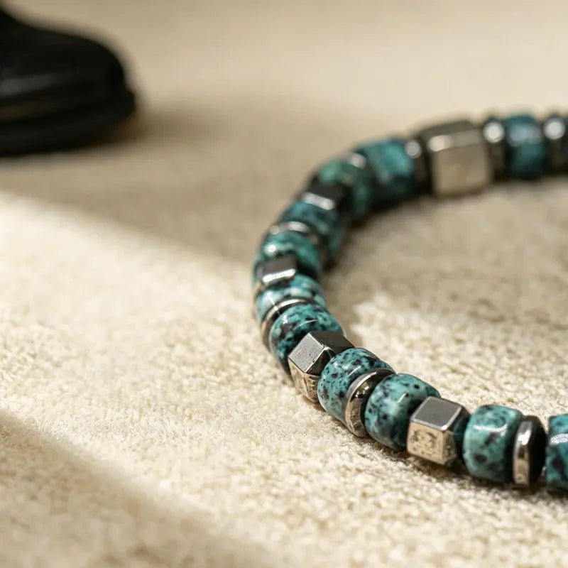 The Midnight Forest - African Pine Stone & Hematite Men's Bracelet ZANYÉ