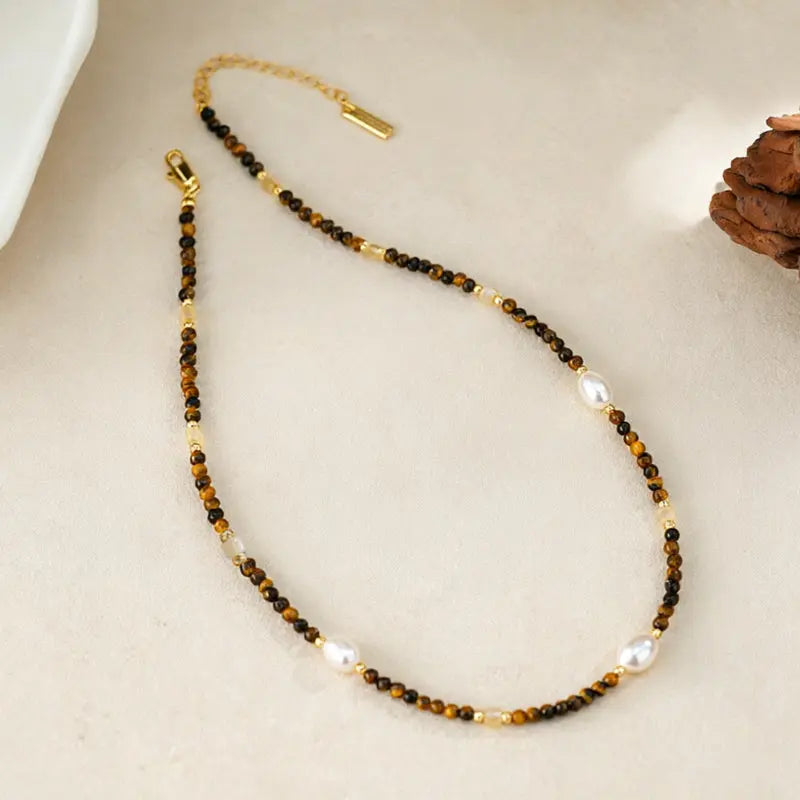 The Sovereign Balance - Tiger's Eye & Pearl Jewelry ZANYÉ