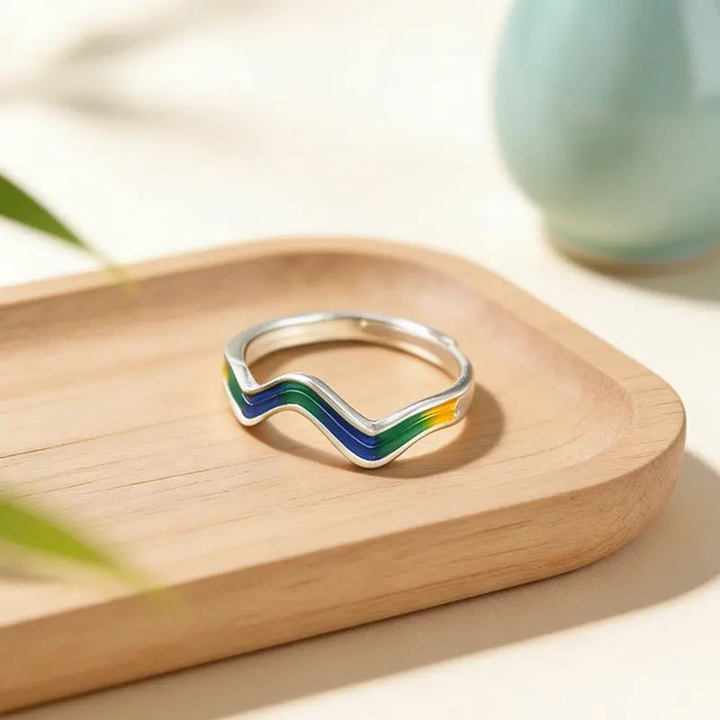 The Landscape Silhouette Cloisonné Silver Ring (3mm) ZANYÉ