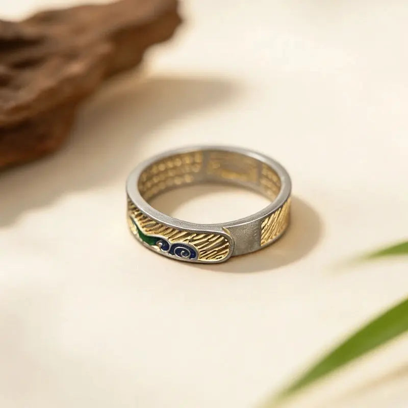 The Auspicious Cloud Cloisonné Silver Ring ZANYÉ