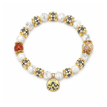 The Snowy Dawn - White Turquoise & Pink Cloisonné Amulet Bracelet ZANYÉ