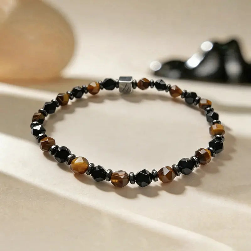 Sunset Galaxy - Silver Sheen Obsidian & Yellow Tiger's Eye Bracelet ZANYÉ