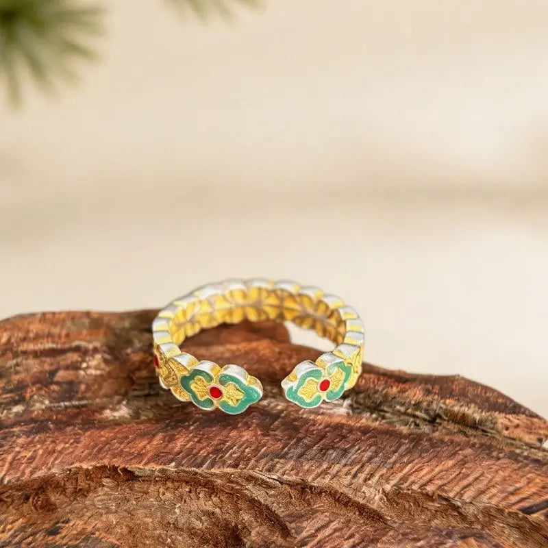 The Auspicious Ruyi Cloisonné Silver Ring ZANYÉ
