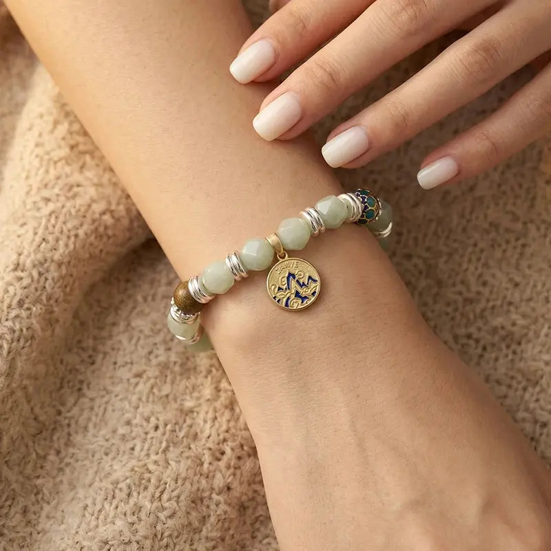 The Rainforest Serenity - Amazonite & Blue Cloisonné Archive Bracelet ZANYÉ