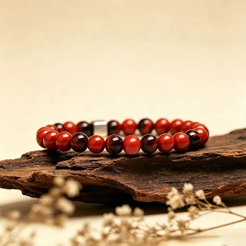 The Crimson Flare - Red Jasper & 7A Red Tiger's Eye Bracelet ZANYÉ