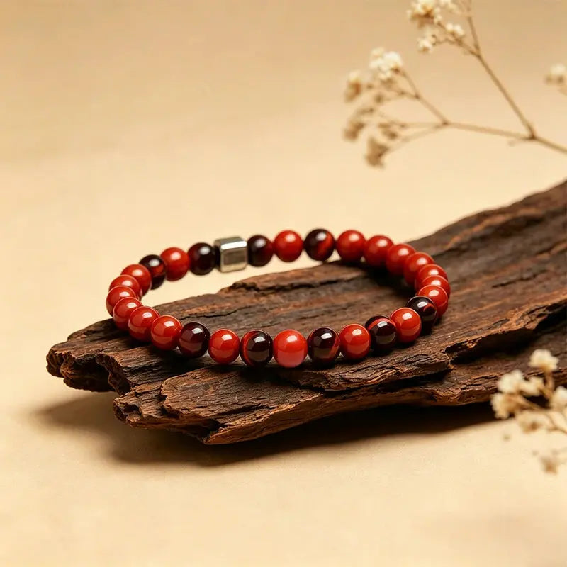 The Crimson Flare - Red Jasper & 7A Red Tiger's Eye Bracelet ZANYÉ