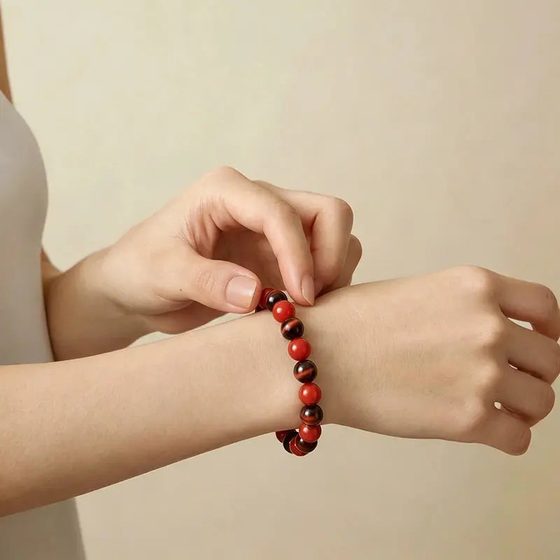 The Crimson Flare - Red Jasper & 7A Red Tiger's Eye Bracelet ZANYÉ