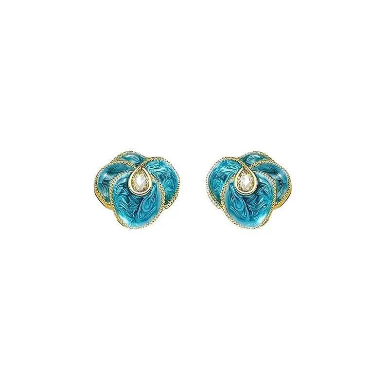 The Tranquil Camellia Hand-Painted Enamel Earrings ZANYÉ