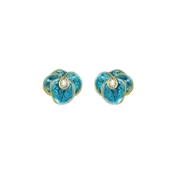 The Tranquil Camellia Hand-Painted Enamel Earrings ZANYÉ