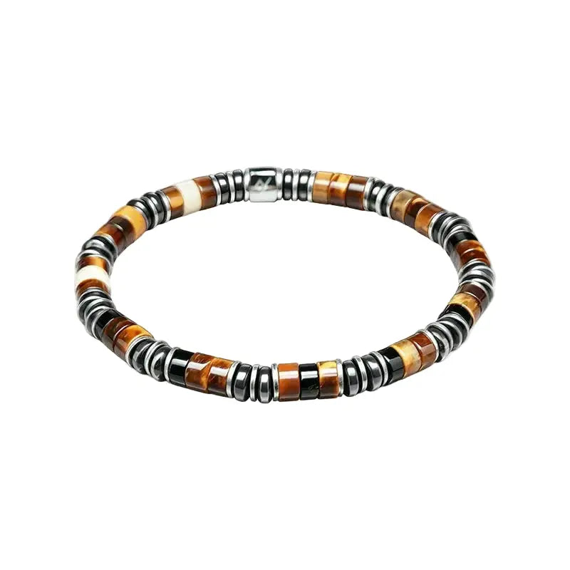 The Molten Sunset - Cylindrical Tiger's Eye & Hematite Bracelet ZANYÉ