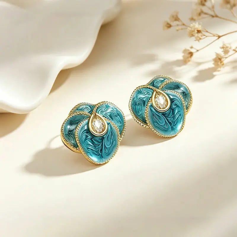 The Tranquil Camellia Hand-Painted Enamel Earrings ZANYÉ