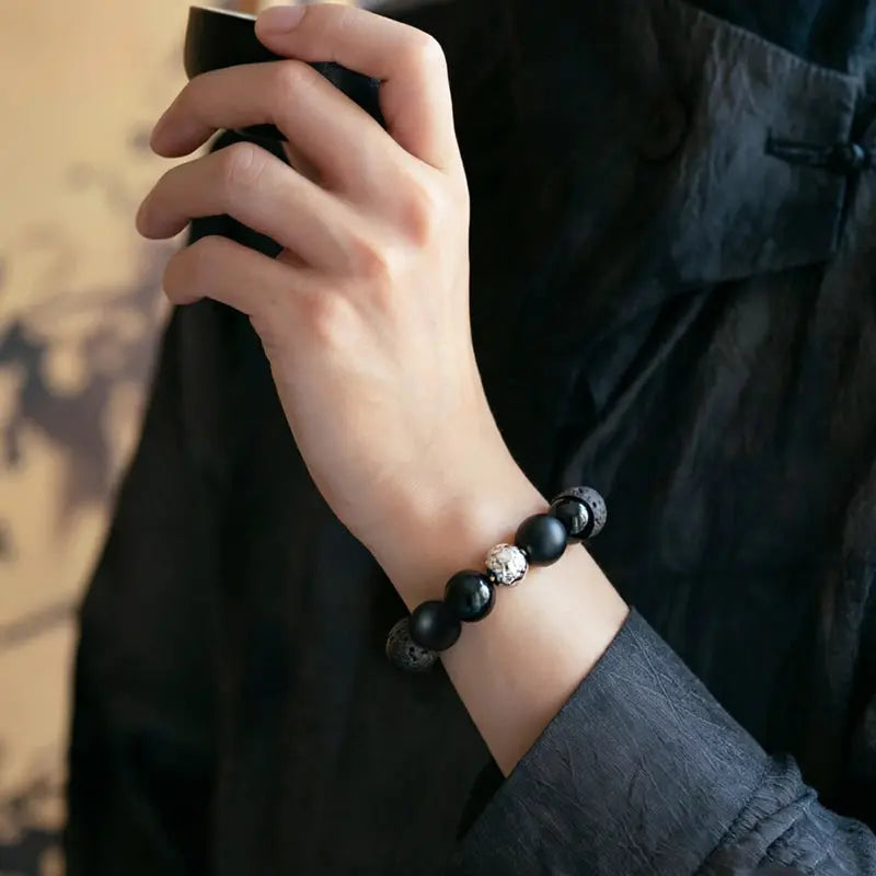 The Magma Core - Obsidian & Volcanic Lava Rock Talisman Bracelet ZANYÉ