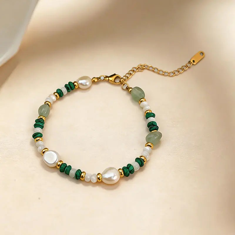 Echo of the Grove - Malachite, Aventurine & Pearl Bracelet ZANYÉ