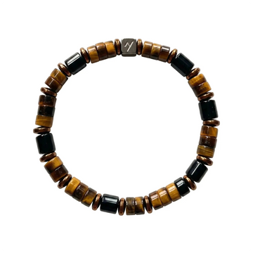 The Northern Desert - Cylindrical Tiger's Eye & Black Agate Bracelet ZANYÉ