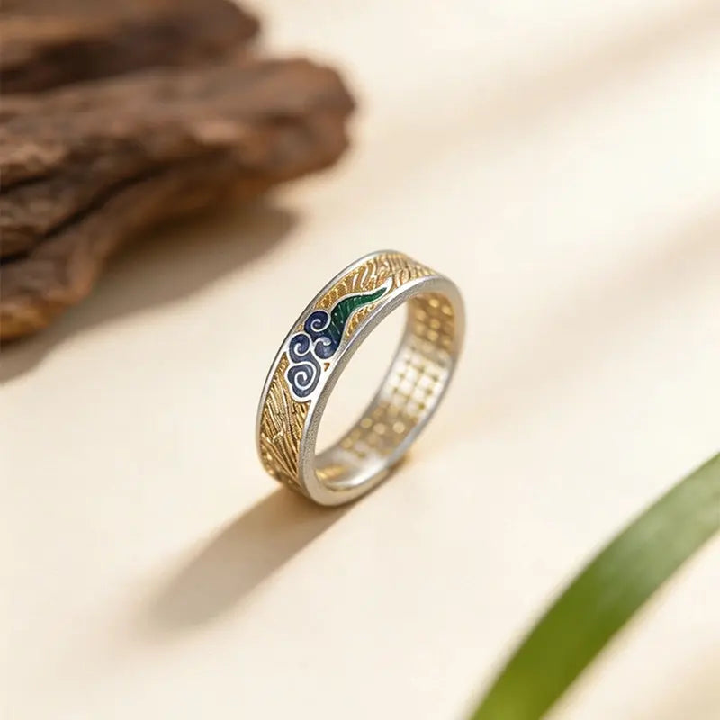 The Auspicious Cloud Cloisonné Silver Ring ZANYÉ