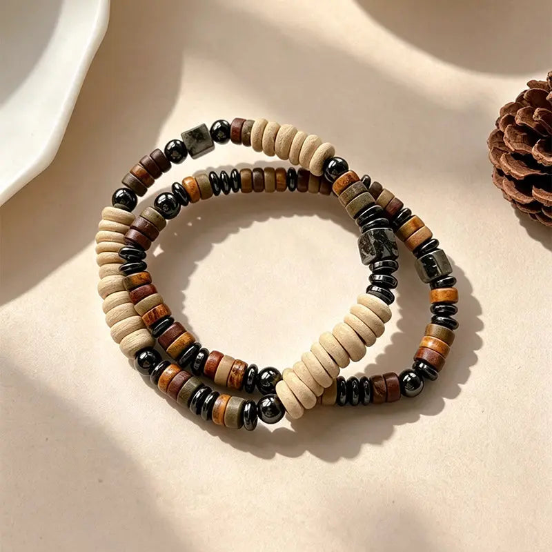 The Earthly Sanctuary - Coconut Shell & Multi-Gemstone Minimalist Bracelet ZANYÉ