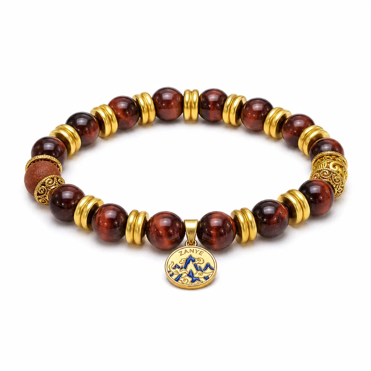 The Lightning Ember - Red Tiger's Eye & Gold Enamel Archive Bracelet ZANYÉ
