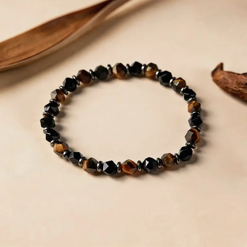 Sunset Galaxy - Silver Sheen Obsidian & Yellow Tiger's Eye Bracelet ZANYÉ