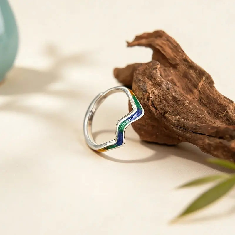 The Landscape Silhouette Cloisonné Silver Ring (3mm) ZANYÉ