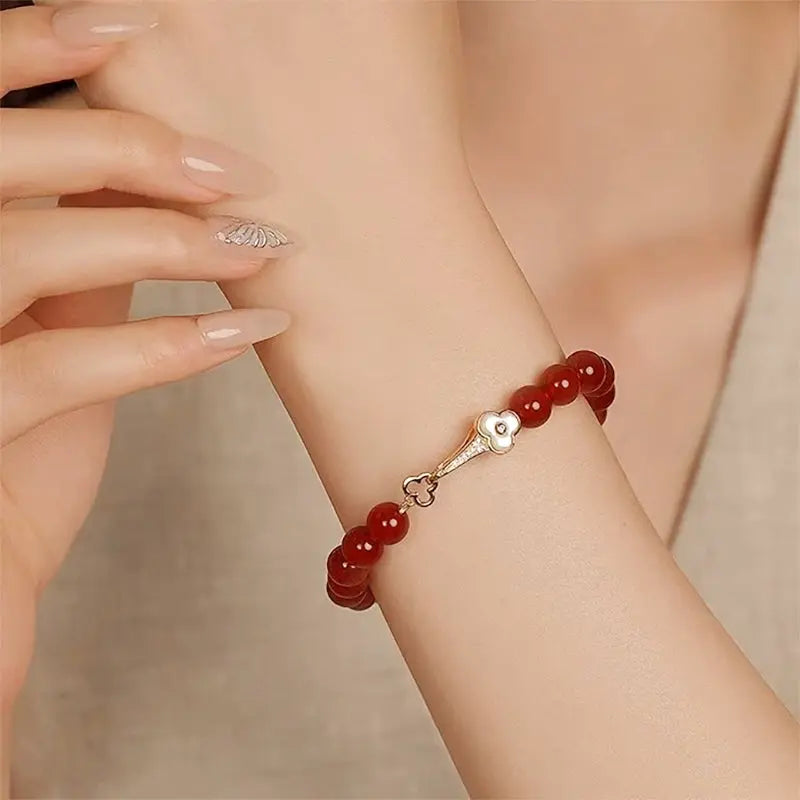 The Auspicious Anchor - Red Agate & Mother of Pearl Jewelry Bracelet ZANYÉ