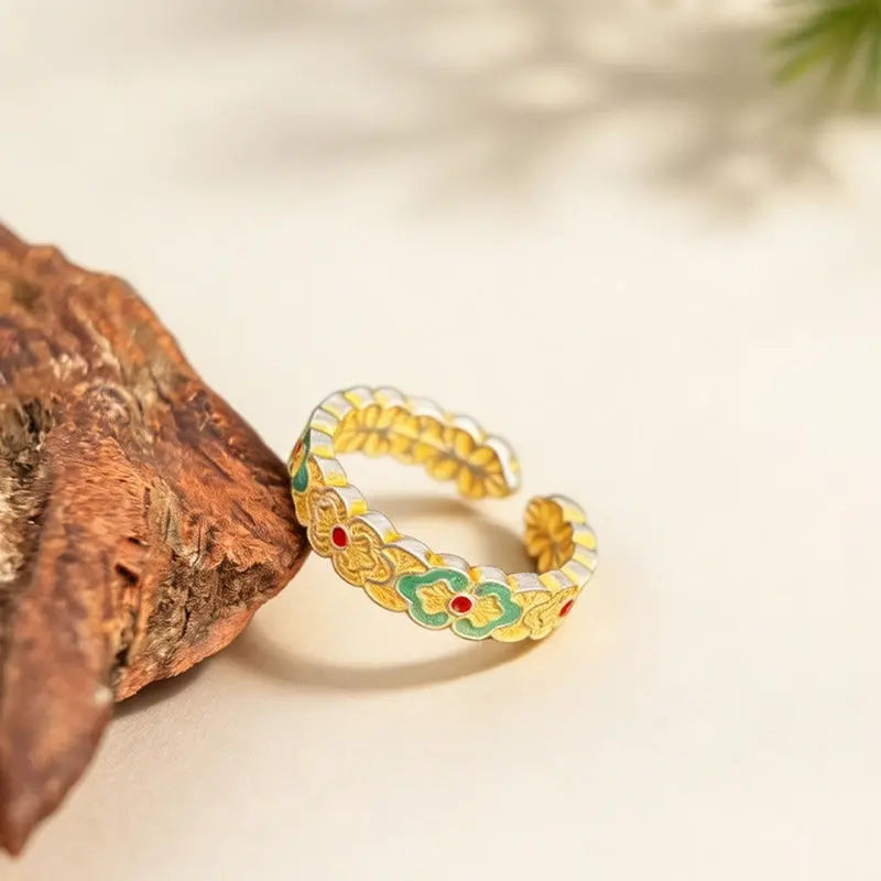 The Auspicious Ruyi Cloisonné Silver Ring ZANYÉ