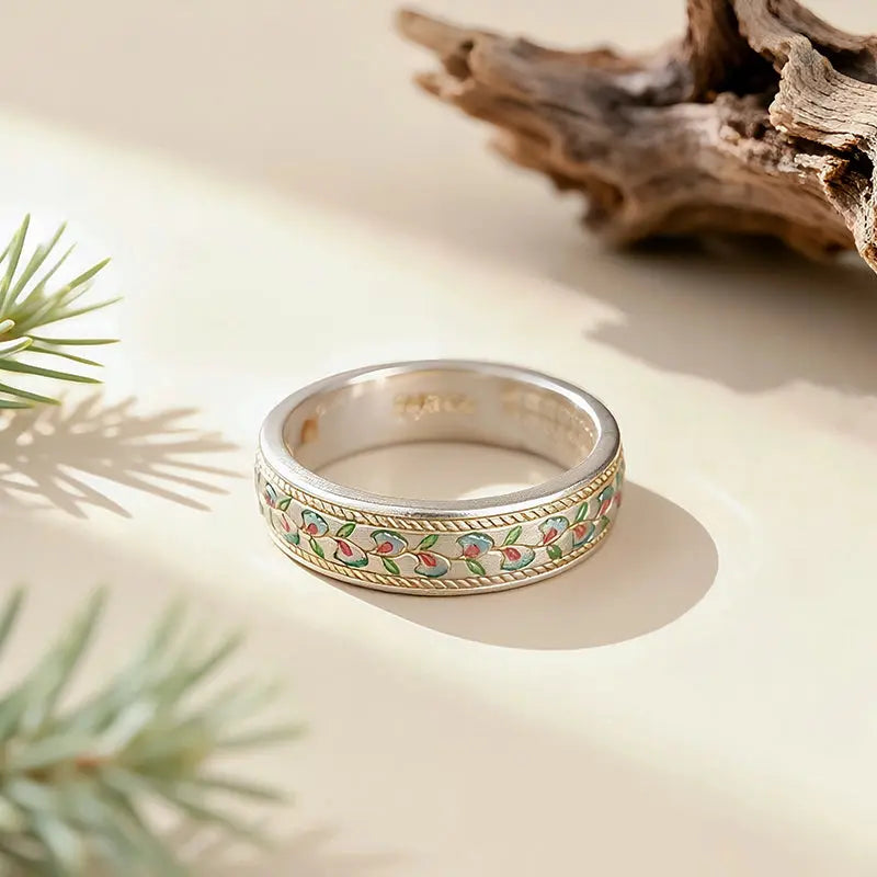 The Lily of the Valley Cloisonné Silver Ring ZANYÉ