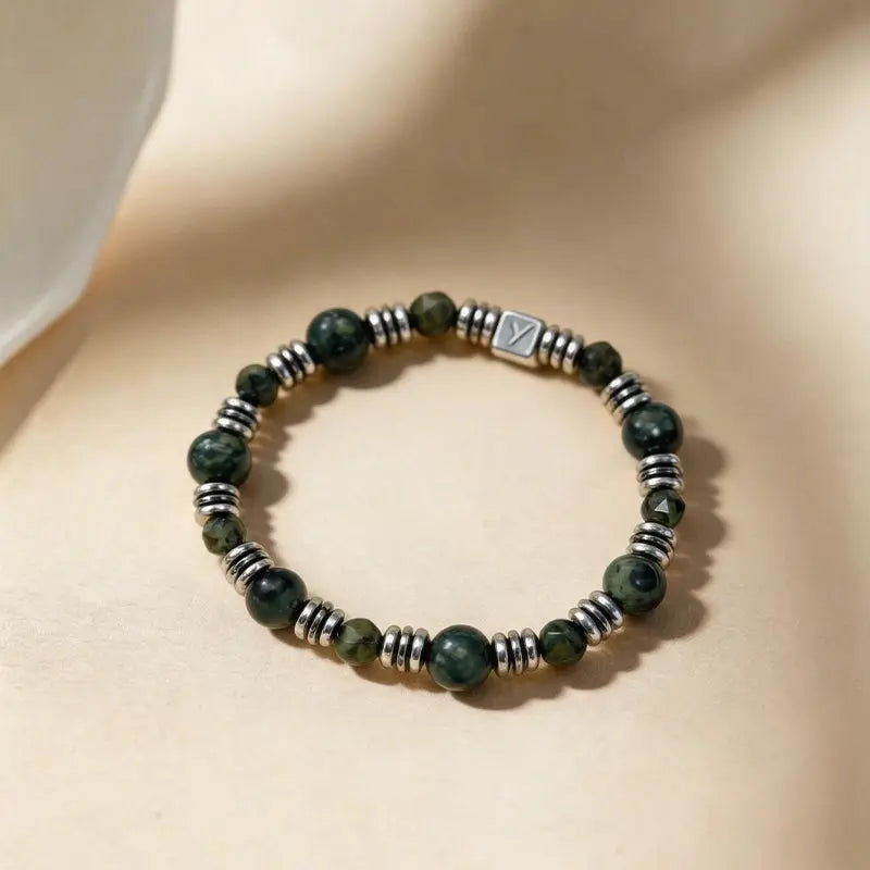The Sparrow's Flight - Square-Cut Kambaba Jasper & Gunmetal Spacer Bracelet ZANYÉ