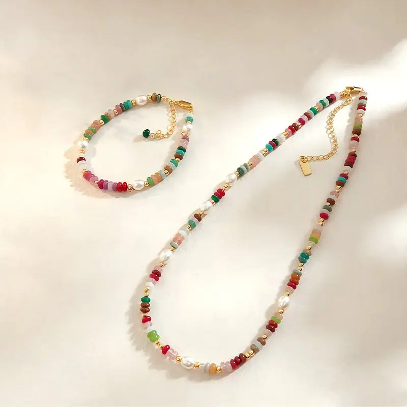 The Kaleidoscope Garden - Mixed Gemstone & Freshwater Pearl Jewelry Necklace ZANYÉ