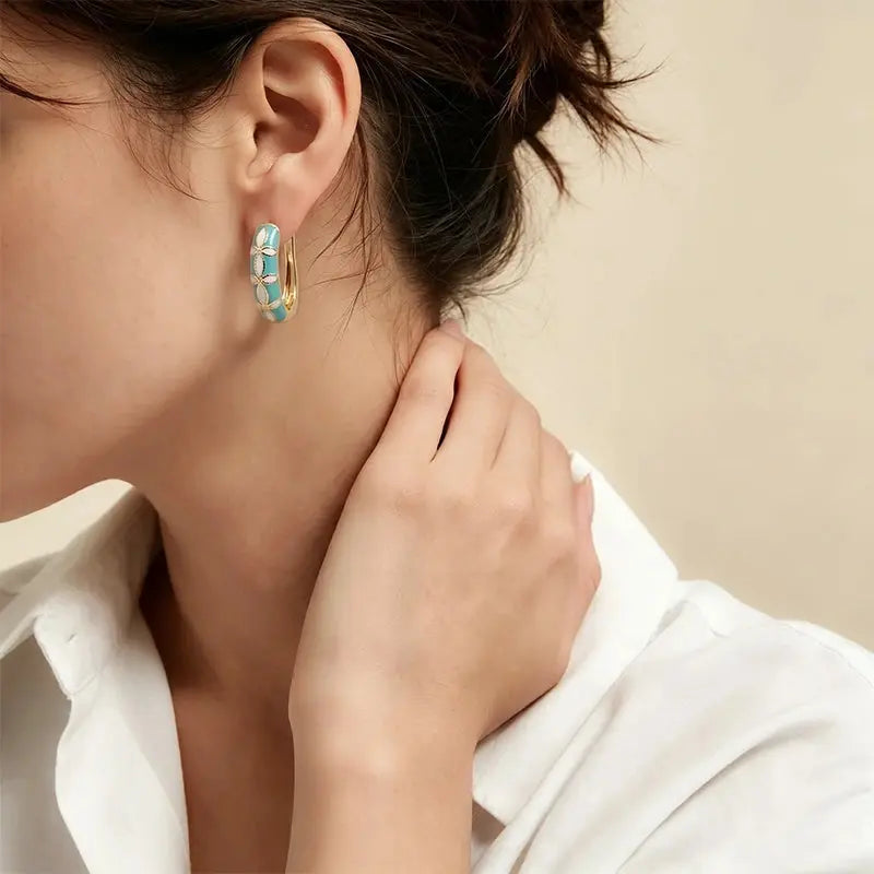 The Imperial Blue Enamel Earrings ZANYÉ