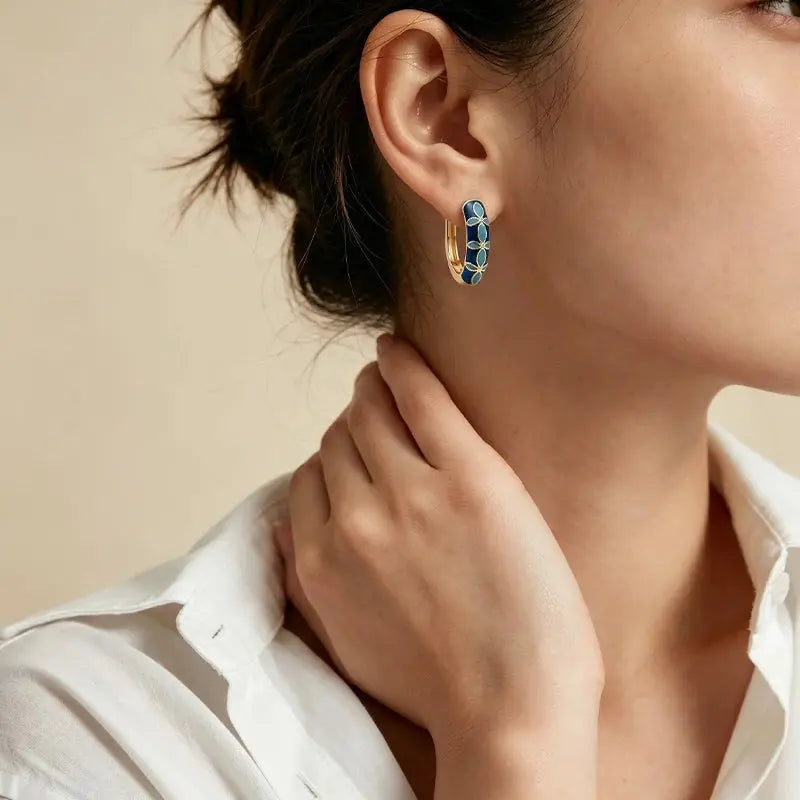 The Imperial Blue Enamel Earrings ZANYÉ