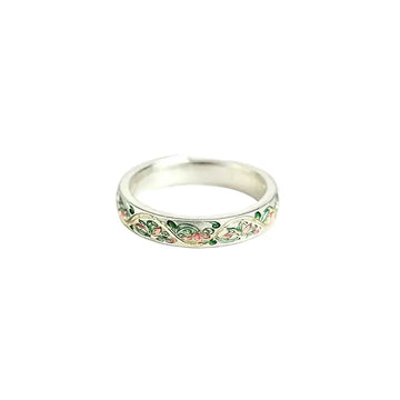 The Verdant Vine Cloisonné Silver Ring ZANYÉ