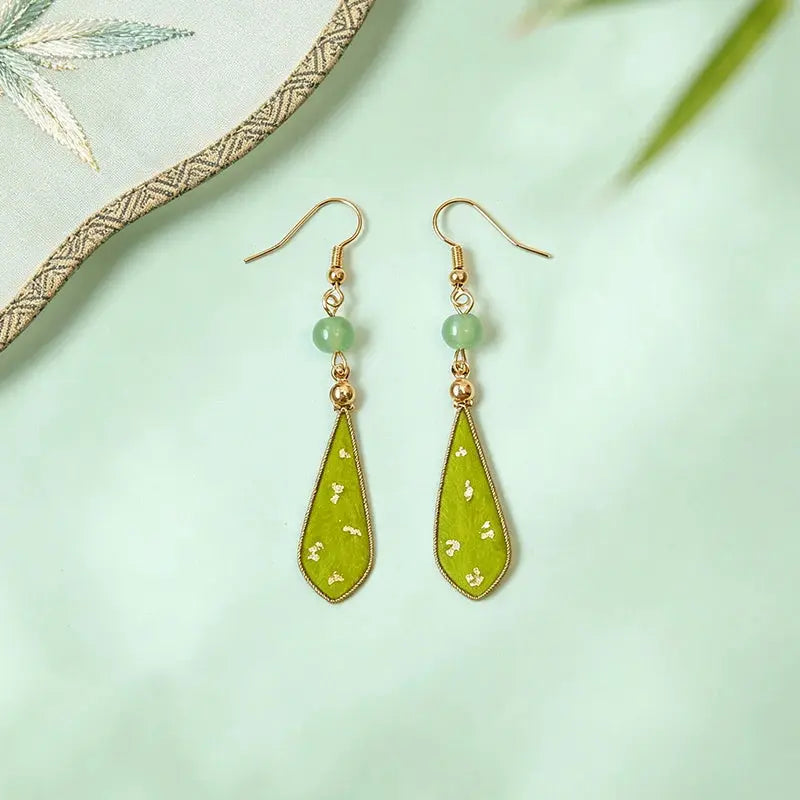 The Tranquil Bamboo Leaf Silk Filigree Earrings ZANYÉ