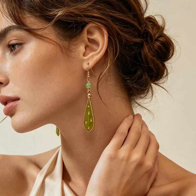 The Tranquil Bamboo Leaf Silk Filigree Earrings ZANYÉ