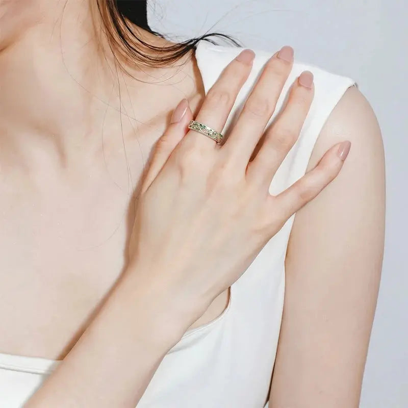 The Verdant Vine Cloisonné Silver Ring ZANYÉ