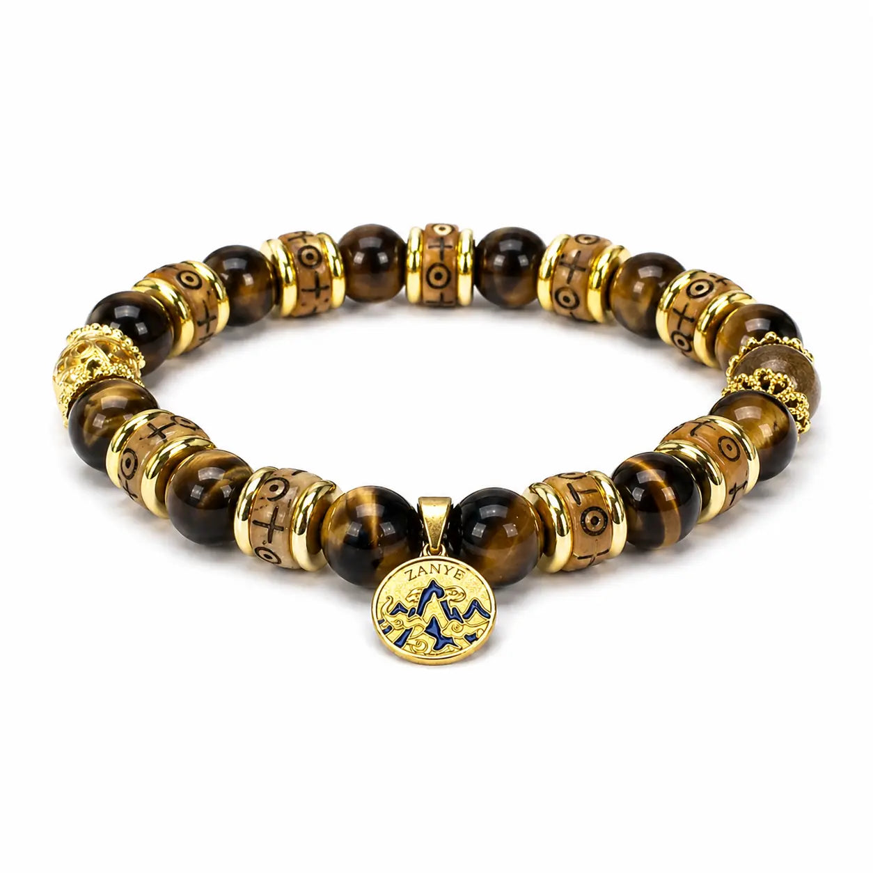 The Golden Sanctuary - Yellow Tiger's Eye & Gold Cloisonné Amulet Bracelet ZANYÉ