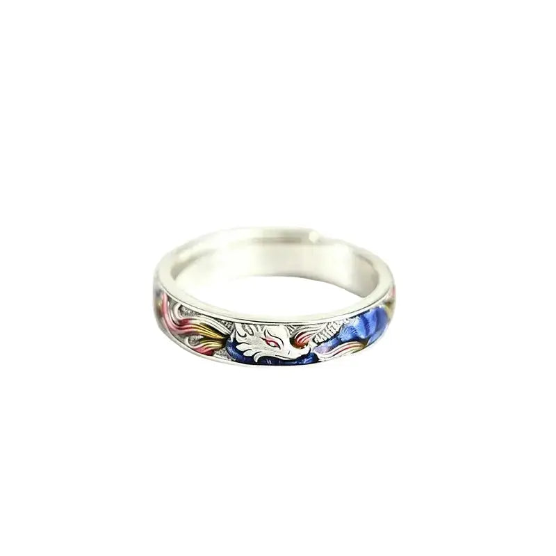 The Nine-Tailed Fox Cloisonné Silver Ring ZANYÉ