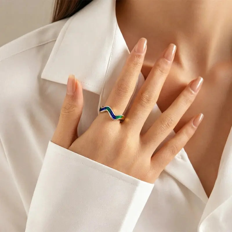 The Landscape Silhouette Cloisonné Silver Ring (3mm) ZANYÉ