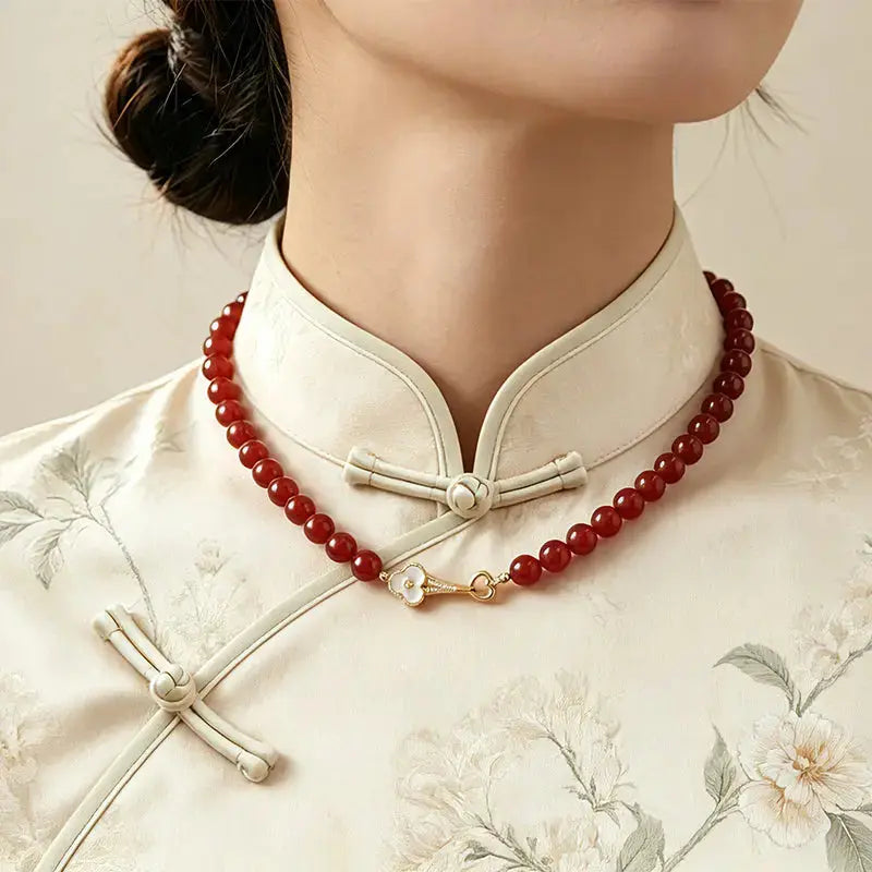 The Auspicious Anchor - Red Agate & Mother of Pearl Jewelry Set ZANYÉ